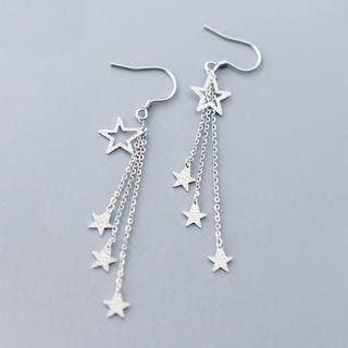 925 Sterling Silver Star Fringed Earring As Shown In Figure - One Size