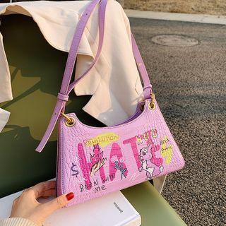 Cartoon Print Faux Leather Shoulder Bag