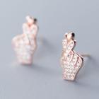 925 Sterling Silver Rhinestone Hand-sign Earring