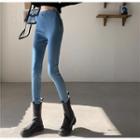 High-waist Zipped Detail Skinny Jeans