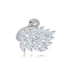 Elegant And Bright Swan Brooch With Cubic Zirconia Silver - One Size