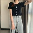 Short-sleeve Cropped Basic Knit Cardigan