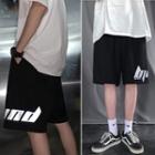 High-waist Reflective Letter Printed Shorts