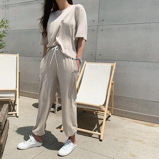 Cotton T-shirt & Jogger Pants Lounge Set