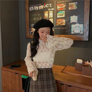 Lace Mesh Long-sleeved Top