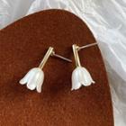 Flower Acrylic Earring 1 Pair - White & Gold - One Size