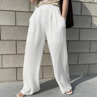 Band-waist Textured Culottes White - One Size