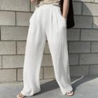 Band-waist Textured Culottes White - One Size