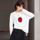 Long-sleeve Strawberry Embroidered Sweatshirt