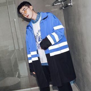 Color-block Zip Trench Jacket