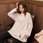 Bear Embroidered Long-sleeve T-shirt White - One Size