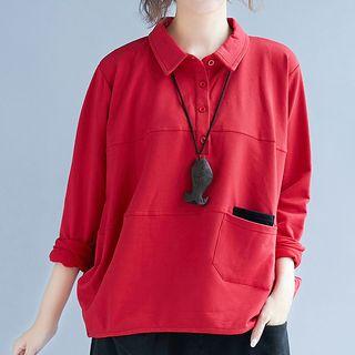 Pocket Detail Collared Pullover