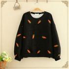 Carrot Printed Long-sleeve Knitted Sweater