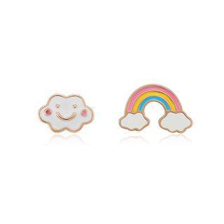 925 Sterling Silver Plated Rose Gold Sweet Rainbow Cloud Stud Earrings Rose Gold - One Size