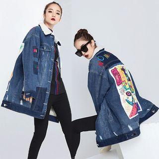 Print Back Denim Coat