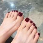 Plain Faux Toe Nail Tips J-119 - Wine Red - One Size