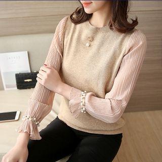 Mock Two-piece Beaded Sweater