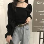 Square-neck Sweater Black - One Size