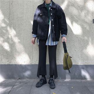 Plain Boot-cut Cropped Jeans
