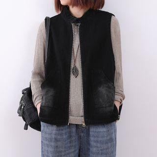 Zip-up Vest Black - One Size