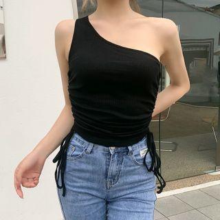 One-shoulder Drawstring Tank Top