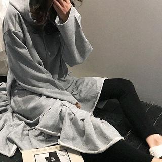 Asymmetric Ruffle-hem Hoodie Dress