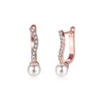 Elegant And Fashion Plated Rose Gold Pearl Cubic Zircon Geometric Earrings Rose Gold - One Size
