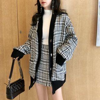 Set: Check Cardigan + Skirt