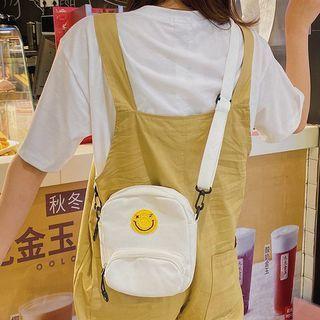 Smiley Embroidered Canvas Mini Crossbody Bag