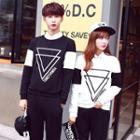 Couple Matching Triangle Print Pullover / Jogger Pants