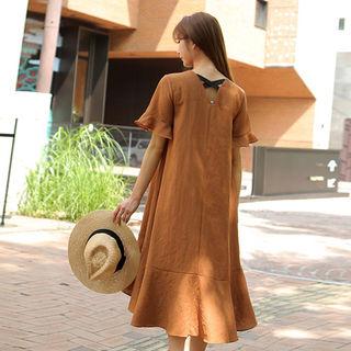 Cross-strap Ruffled Shirtdress