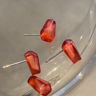 Gemstone Earring 01# - 1 Pair - Tangerine Red - One Size