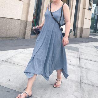 Spaghetti-strap Hanky Hem Midi Dress