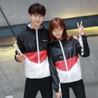 Color-block Hooded Couple Matching Jacket