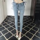 Ribbon-accent Skinny Jeans