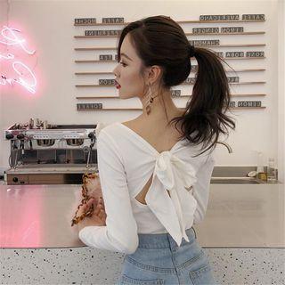 Bow Back V-neck Plain Tee