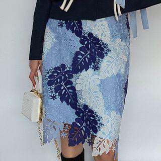 Color Block Lace Mini Pencil Skirt
