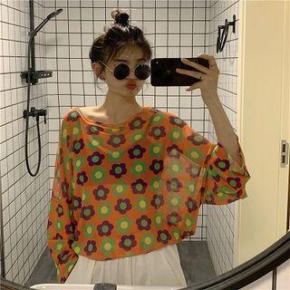 Long-sleeve Floral Top / Harem Pants