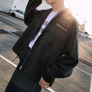Letter Faux Leather Jacket