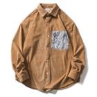 Long-sleeve Corduroy Panel Shirt