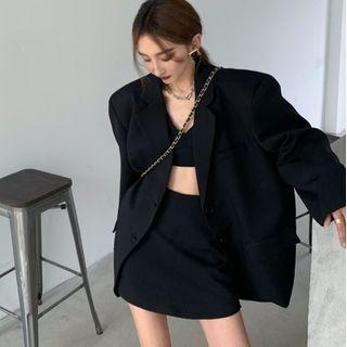 Oversized Blazer / Crop Tank Top / Harem Pants