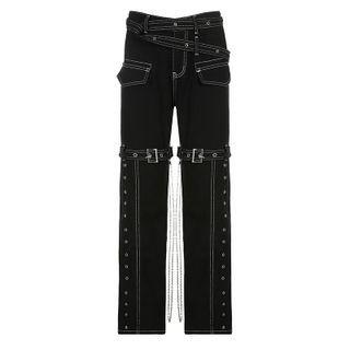 Low Rise Strappy Loose Fit Jeans