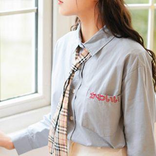 Long-sleeve Japanese Character Shirt