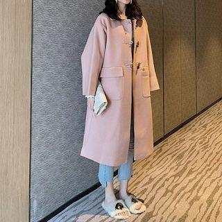 Plain Single-breasted Acrylic Long-sleeve Coat