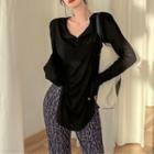 Plain Shirt / Lettering Wide-leg Pants