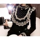 Lace-yoke Faux-pearl Detail T-shirt