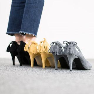 Tassel-detail Faux-suede Pumps