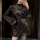 Sequin Bell-sleeve A-line Dress