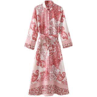 Paisley Print Midi A-line Shirtdress