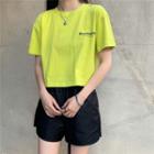 Short-sleeve Letter Printed T-shirt Yellow - One Size